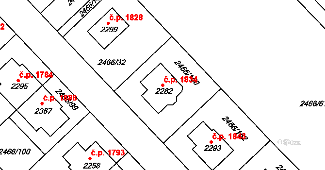 Tišnov 1834 na parcele st. 2282 v KÚ Tišnov, Katastrální mapa