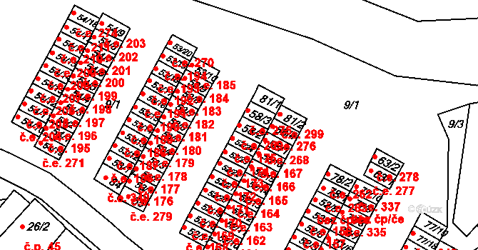 Chanov 269, Obrnice na parcele st. 58/2 v KÚ Chanov, Katastrální mapa