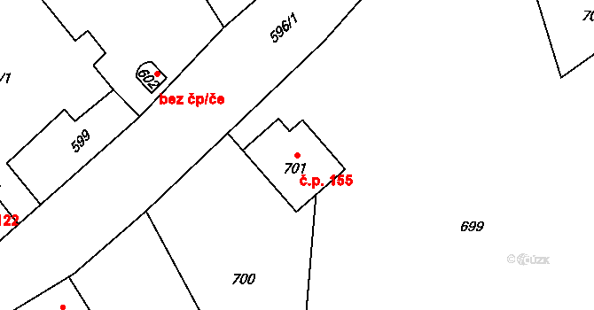 Loučky 155, Zátor na parcele st. 701 v KÚ Loučky u Zátoru, Katastrální mapa