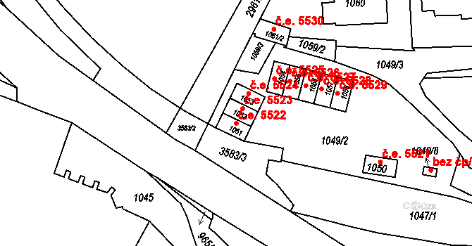 Kadaň 5522 na parcele st. 1051 v KÚ Kadaň, Katastrální mapa