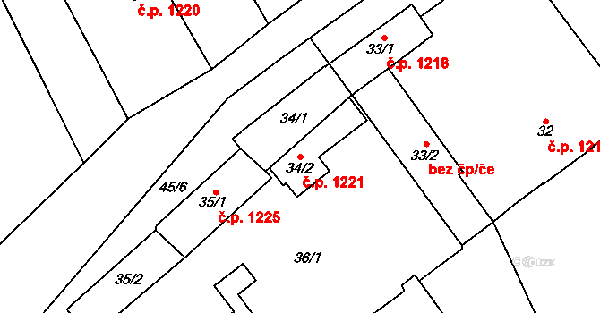 Domanínek 1221, Bystřice nad Pernštejnem na parcele st. 34/2 v KÚ Domanínek, Katastrální mapa