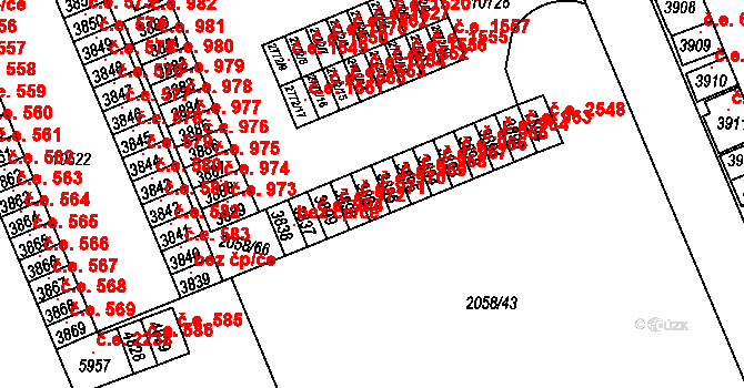 Hodonín 970 na parcele st. 3897 v KÚ Hodonín, Katastrální mapa