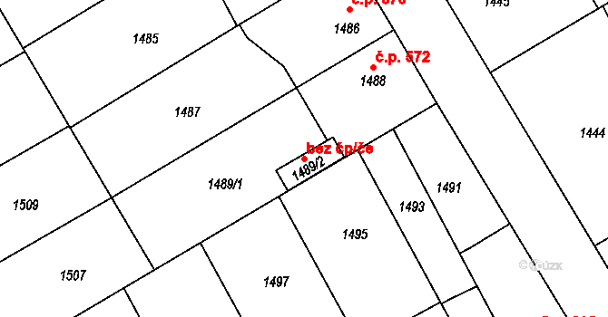 Koryčany 39009963 na parcele st. 1489/2 v KÚ Koryčany, Katastrální mapa