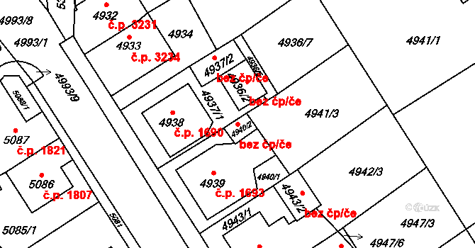 Chomutov 39102963 na parcele st. 4940/2 v KÚ Chomutov I, Katastrální mapa