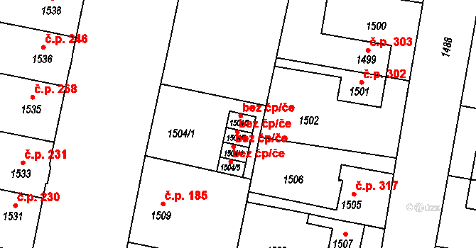 Praha 40490963 na parcele st. 1504/2 v KÚ Hostivař, Katastrální mapa