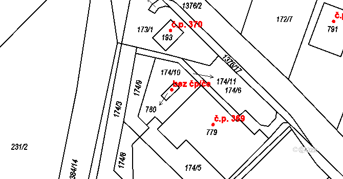 Raškovice 43134963 na parcele st. 780 v KÚ Raškovice, Katastrální mapa