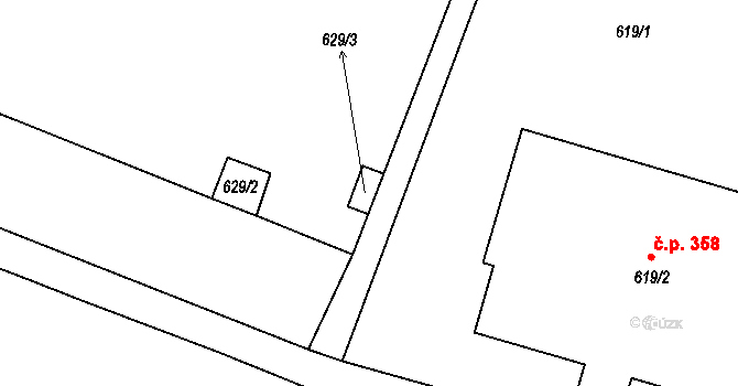 Šanov 43632963 na parcele st. 629/3 v KÚ Šanov nad Jevišovkou, Katastrální mapa
