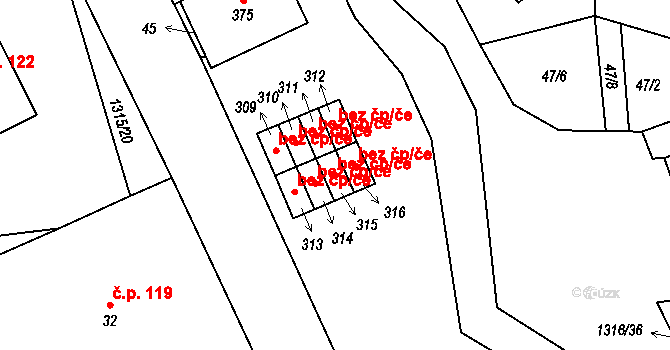 Děpoltovice 45825963 na parcele st. 315 v KÚ Děpoltovice, Katastrální mapa