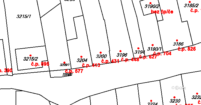 Vlčnov 431 na parcele st. 3200 v KÚ Vlčnov, Katastrální mapa