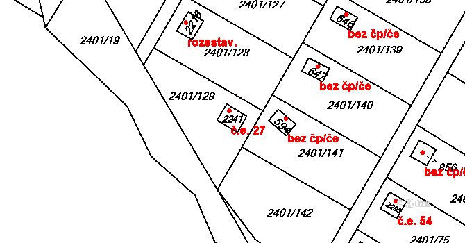 Lačnov 27, Svitavy na parcele st. 2241 v KÚ Moravský Lačnov, Katastrální mapa