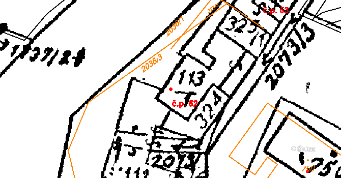 Klášterec nad Orlicí 52 na parcele st. 113/1 v KÚ Klášterec nad Orlicí, Katastrální mapa