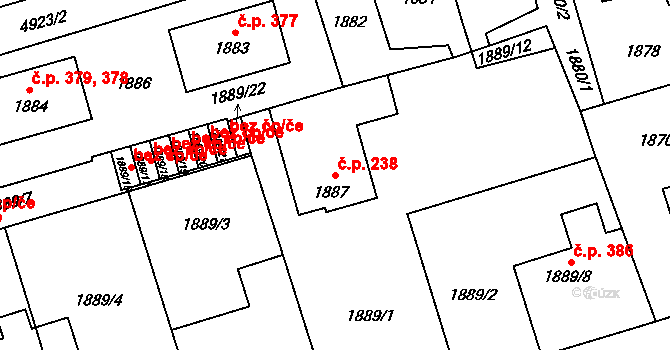 Pražské Předměstí 238, Vysoké Mýto na parcele st. 1887 v KÚ Vysoké Mýto, Katastrální mapa