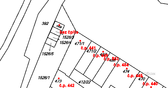 Kostelec nad Labem 441 na parcele st. 471/1 v KÚ Kostelec nad Labem, Katastrální mapa