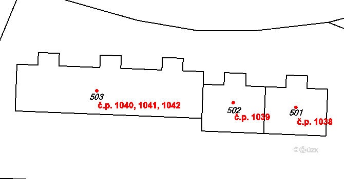 Kralupy nad Vltavou 1040,1041,1042 na parcele st. 503 v KÚ Lobeč, Katastrální mapa