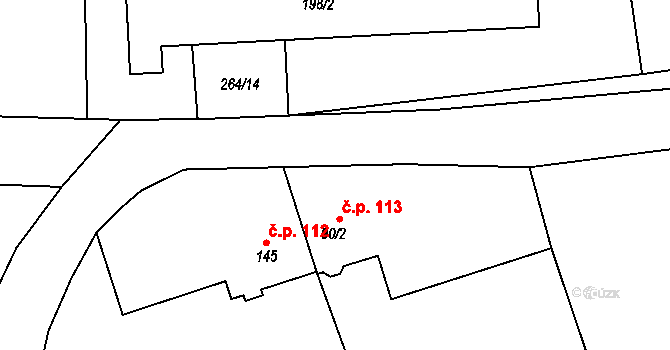 Stádlec 113 na parcele st. 90/2 v KÚ Stádlec, Katastrální mapa