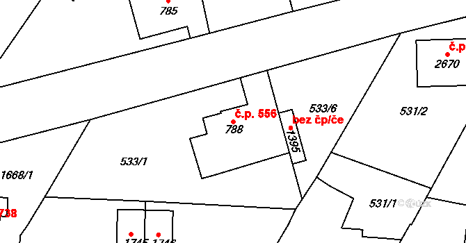 Heřmanův Městec 556 na parcele st. 788 v KÚ Heřmanův Městec, Katastrální mapa