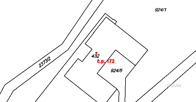 Vernířovice 172 na parcele st. 432 v KÚ Vernířovice u Sobotína, Katastrální mapa