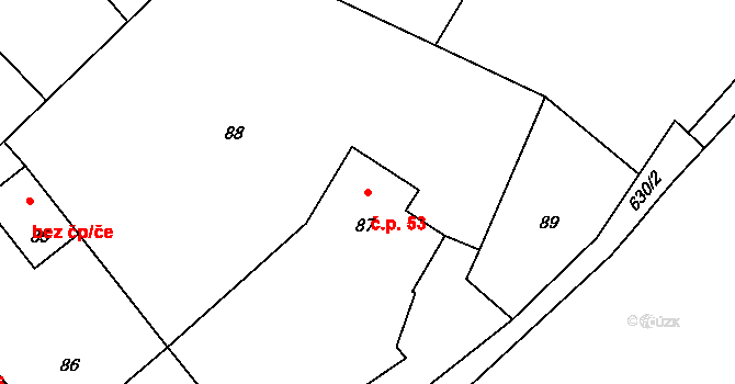 Stachovice 53, Fulnek na parcele st. 87 v KÚ Stachovice, Katastrální mapa