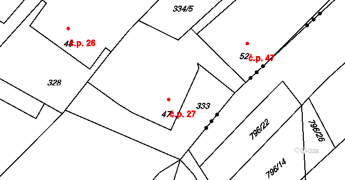 Číčová 27, Čermná nad Orlicí na parcele st. 47 v KÚ Číčová, Katastrální mapa