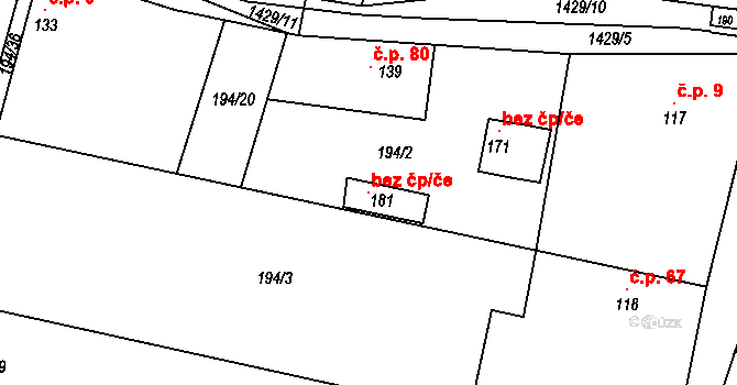 Čestín 102266964 na parcele st. 181 v KÚ Polipsy, Katastrální mapa