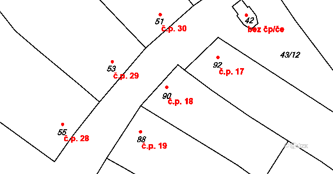 Kojetín II-Popůvky 18, Kojetín na parcele st. 90 v KÚ Popůvky u Kojetína, Katastrální mapa