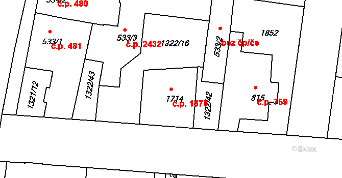 Nymburk 1575 na parcele st. 1714 v KÚ Nymburk, Katastrální mapa