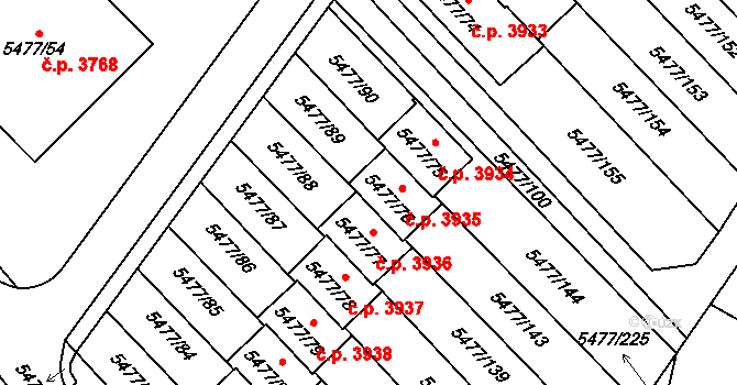 Jihlava 3935 na parcele st. 5477/76 v KÚ Jihlava, Katastrální mapa