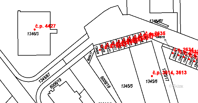 Jihlava 2716 na parcele st. 1345/8 v KÚ Jihlava, Katastrální mapa
