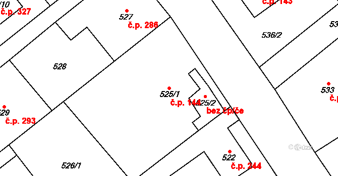 Krmelín 144 na parcele st. 525/1 v KÚ Krmelín, Katastrální mapa