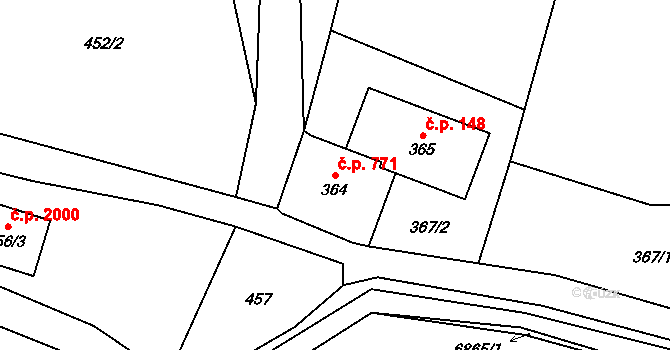 Rychvald 771 na parcele st. 364 v KÚ Rychvald, Katastrální mapa