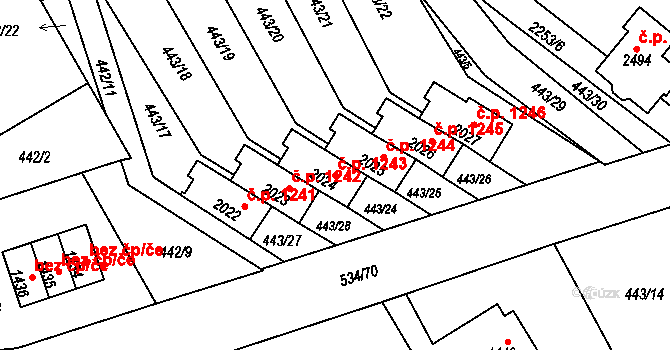 Lomnice nad Popelkou 1243 na parcele st. 2024 v KÚ Lomnice nad Popelkou, Katastrální mapa