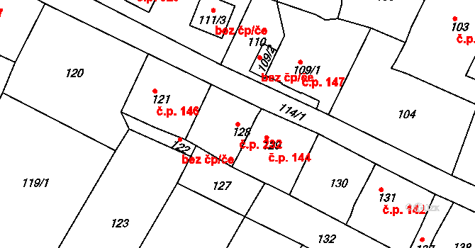 Děčín VII-Chrochvice 232, Děčín na parcele st. 128 v KÚ Chrochvice, Katastrální mapa