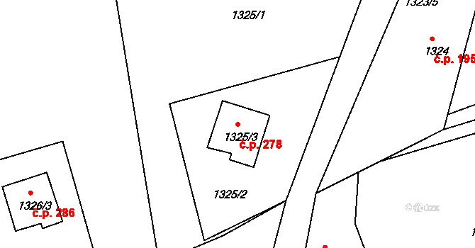 Podmoklice 278, Semily na parcele st. 1325/3 v KÚ Semily, Katastrální mapa