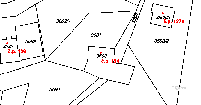 Smržovka 124 na parcele st. 3600 v KÚ Smržovka, Katastrální mapa