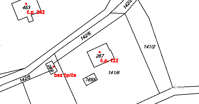 Liběchov 122 na parcele st. 267 v KÚ Liběchov, Katastrální mapa