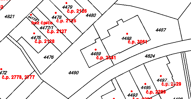 Smíchov 2341, Praha na parcele st. 4489 v KÚ Smíchov, Katastrální mapa