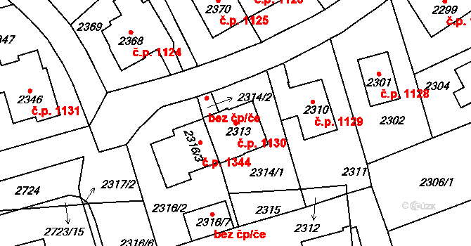 Vršovice 1130, Praha na parcele st. 2313 v KÚ Vršovice, Katastrální mapa