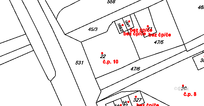 Dolní Staré Město 10, Trutnov na parcele st. 22 v KÚ Dolní Staré Město, Katastrální mapa