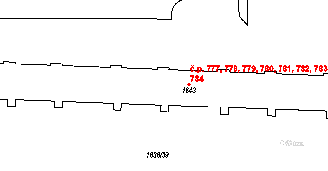 Teplické Předměstí 777,778,779,780,781,, Bílina na parcele st. 1643 v KÚ Bílina, Katastrální mapa