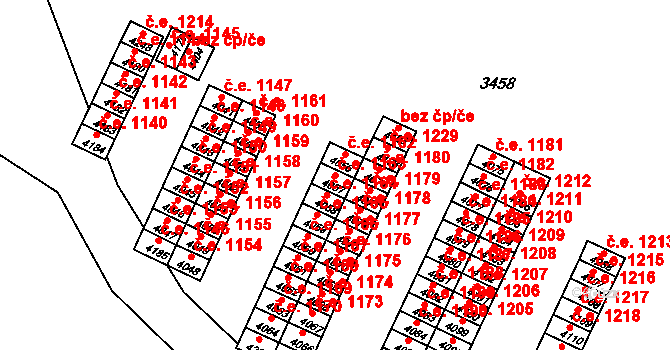 Kuřim 1163 na parcele st. 4057 v KÚ Kuřim, Katastrální mapa
