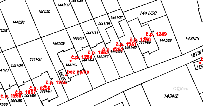 Prostřední Suchá 1252, Havířov na parcele st. 1441/57 v KÚ Prostřední Suchá, Katastrální mapa