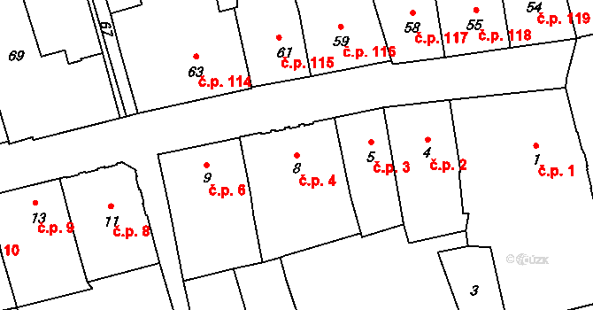 Šluknov 4 na parcele st. 8 v KÚ Šluknov, Katastrální mapa
