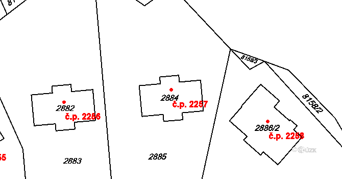 Žďár nad Sázavou 5 2257, Žďár nad Sázavou na parcele st. 2884 v KÚ Město Žďár, Katastrální mapa