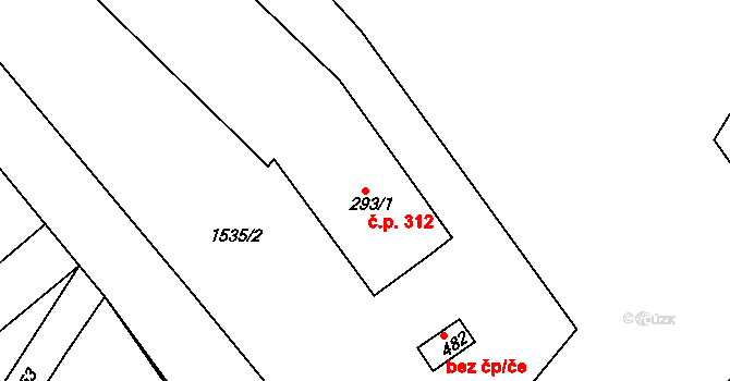 Dolní Branná 312 na parcele st. 293/1 v KÚ Dolní Branná, Katastrální mapa