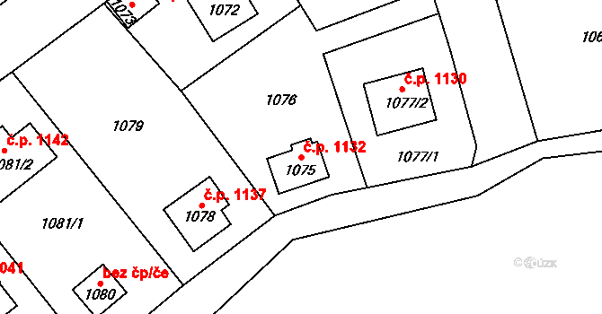 Řevnice 1132 na parcele st. 1075 v KÚ Řevnice, Katastrální mapa