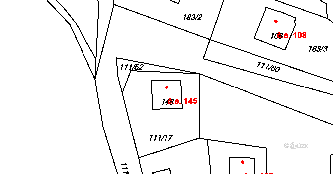 Butov 145, Stříbro na parcele st. 148 v KÚ Butov, Katastrální mapa