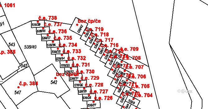 Děčín IV-Podmokly 715, Děčín na parcele st. 538/16 v KÚ Podmokly, Katastrální mapa