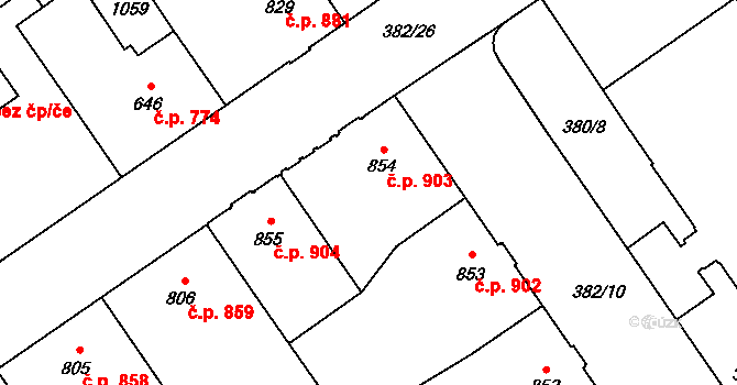 Přívoz 903, Ostrava na parcele st. 854 v KÚ Přívoz, Katastrální mapa