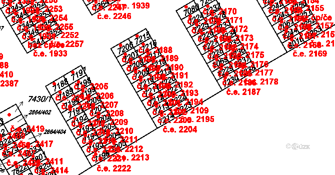 Hodonín 2194 na parcele st. 7221 v KÚ Hodonín, Katastrální mapa