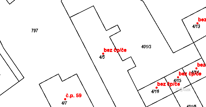 Bohuslavice 39689964 na parcele st. 4/5 v KÚ Bohuslavice, Katastrální mapa